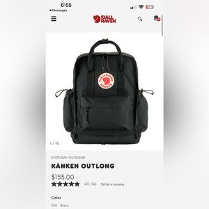 Black FJALLRAVEN KÁNKEN OUTLONG backpack and grey(fog) organizer